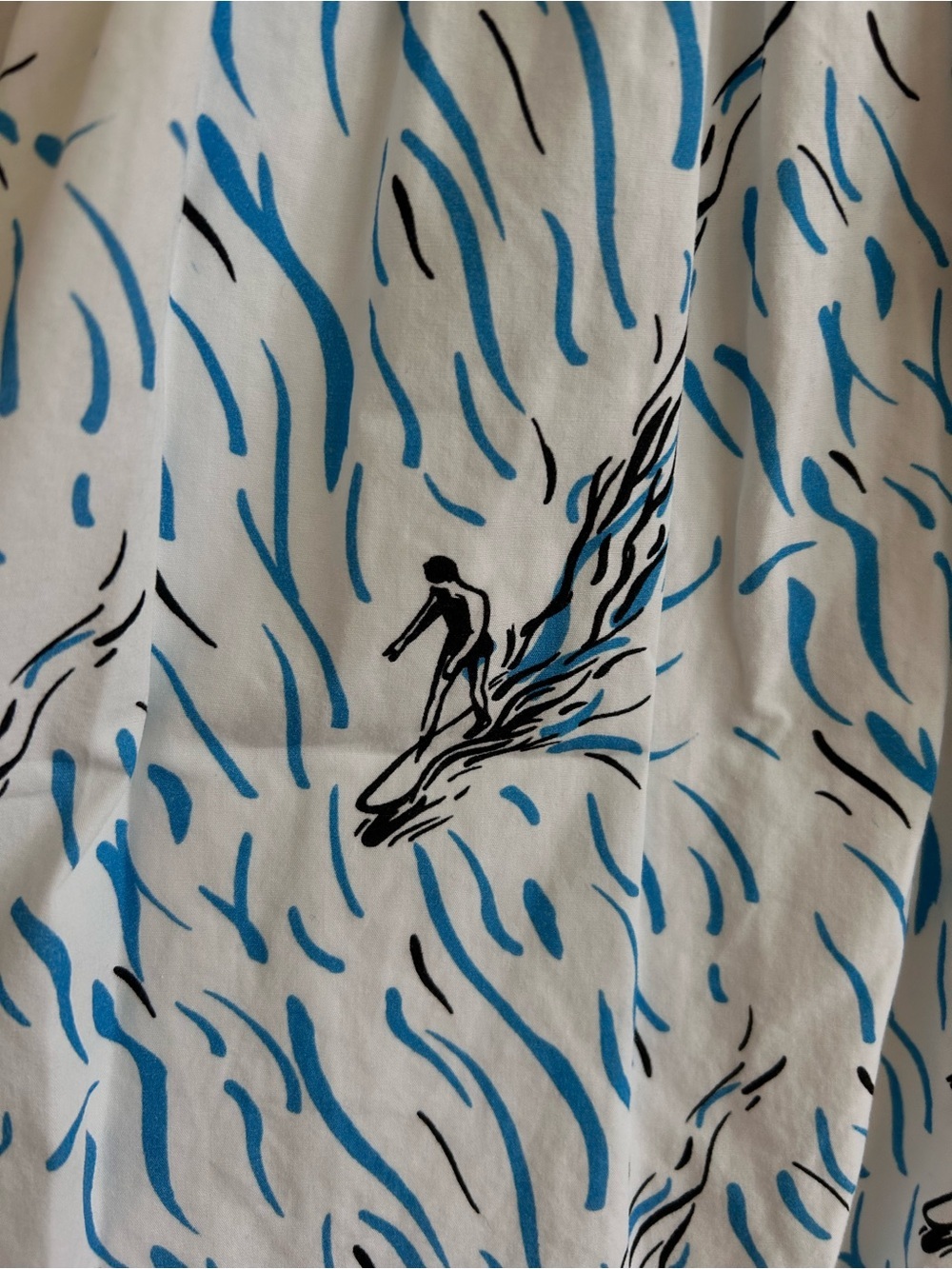 Carven Surfer Print Cotton Dress Coastal Beach Fit & Flare Sleeveless Lined